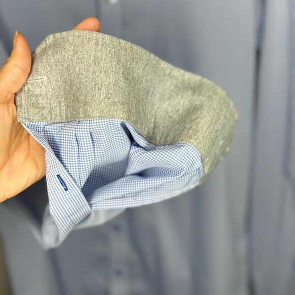 Twillory Performance Blue Houndstooth Long Sleeve Button Down Men's 16 36/37 - Picture 6 of 7